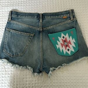 Alanui Denim Shorts Beaded Pocket